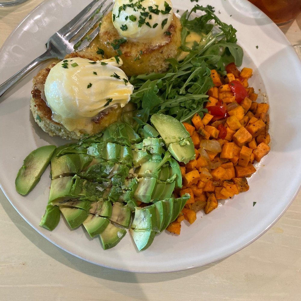 The Wayback Cafe and Cottages - The crab cake Benedict for brunch!! - Bed & Breakfast Near Me - Austin, Texas The Wayback Cafe and Cottages - The crab cake Benedict for brunch!! - Bed & Breakfast Near Me - Austin, Texas