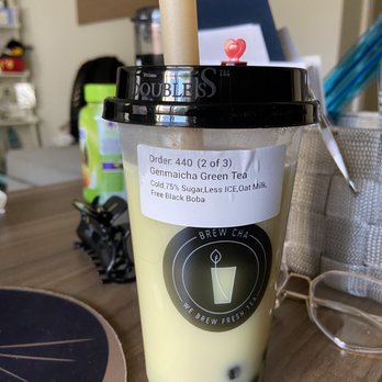 Brew Cha - Cold Genmaicha Green Milk Tea - Bubble Tea Near Me - San Francisco, California
