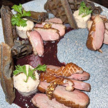 XO Restaurant - Smoked Duck Breast, Mousse, Mochi Waffle, Berry Jam - Asian Fusion Near Me - Honolulu, Hawaii XO Restaurant - Smoked Duck Breast, Mousse, Mochi Waffle, Berry Jam - Asian Fusion Near Me - Honolulu, Hawaii