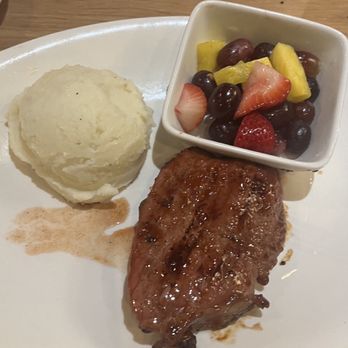 BJ's Restaurant & Brewhouse - Steak, mashed potatoes and fruit bowl. - Pizza Near Me - Modesto, California