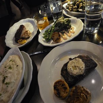 Losanti - Filet mignon (butterflied) with truffle butter and NY strip. Charred onion mashed potatoes, charred broccolini, marsala roasted mushrooms. - Steakhouses Near Me - Columbus, Ohio Losanti - Filet mignon (butterflied) with truffle butter and NY strip. Charred onion mashed potatoes, charred broccolini, marsala roasted mushrooms. - Steakhouses Near Me - Columbus, Ohio