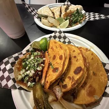 XX Tacos - 1 XX asada taco which has bacon bits. 3 quesabirrias and my husband ordered an xx taco and xx quesadilla - Mexican Near Me - North Highlands, California