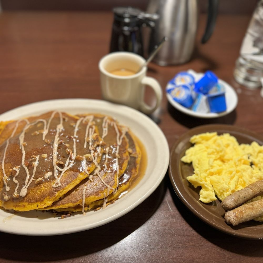 Village Inn - Pumpkin pancakes combo - Breakfast & Brunch Near Me - Loveland, Colorado Village Inn - Pumpkin pancakes combo - Breakfast & Brunch Near Me - Loveland, Colorado