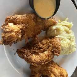 The Lokal Mustang - Three piece chicken strip meal with mashed potatoes