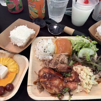 Toa Luau - lunch (pulled pork, chicken, hawaiian mac salad, non alcoholic pina colada, vanilla coconut cake, fruit) - Cultural Center Near Me - Haleiwa, Hawaii