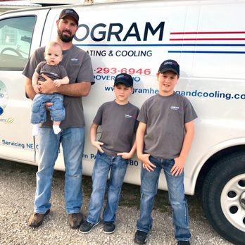 Ogram Heating & Cooling - A family owned business. Ryan Ogram, Service and installation manager, and his 3 boys (future employees!) - Heating & Air Conditioning/HVAC Near Me - Andover, Ohio