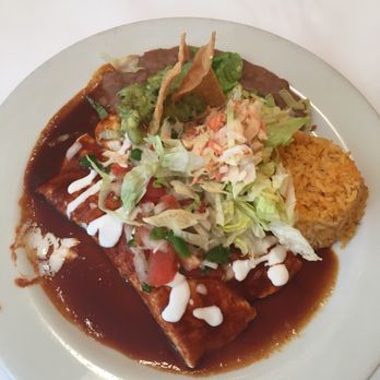 Cafe Del Sol - Chicken enchiladas with refried beans - Mexican Near Me - Menlo Park, California