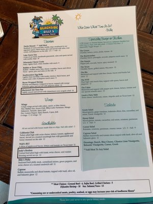 Menu photo 2 Beachside Billys Austin, TX