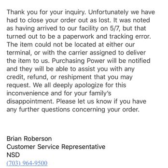 NSD - And what I expected from a company with horrible reviews. Purchasing power should be ashamed of using this company! - Couriers & Delivery Services Near Me NSD - And what I expected from a company with horrible reviews. Purchasing power should be ashamed of using this company! - Couriers & Delivery Services Near Me