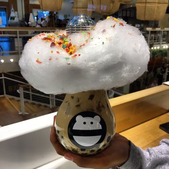 Mini Monster Cafe - Milk tea w/ boba & cotton candy w/ a sprinkle of fruity pebbles. - Bubble Tea Near Me - Anaheim, California