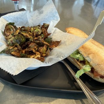 Aslin Beer Company - Italian sandwich with crispy Brussel sprouts (up charge) - Beer Gardens Near Me - Pittsburgh, Pennsylvania