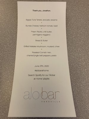 Menu photo 4 Alobar Yorkville Toronto, ON