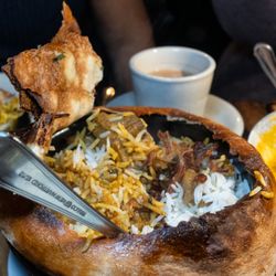Goat Dum Biryani: A bit overbaked and dry.