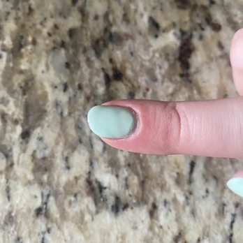 3 In 1 Nails and Spa - You can see how bumpy and uneven the color is, the end is jagged and you can see how red and irritated my cuticle is even three days later. - Nail Salons Near Me - Chicago, Illinois