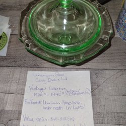 B & V Grocery & Market - Uranium glass candy dish