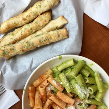 Stonefire Grill - Torpesto pasta and garlic bread. - American Near Me - Pasadena, California Stonefire Grill - Torpesto pasta and garlic bread. - American Near Me - Pasadena, California