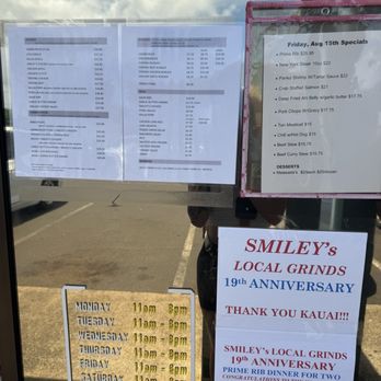 Smiley's Local Grinds - Menu 08/2025 - Hawaiian Near Me - Lihue, Hawaii Smiley's Local Grinds - Menu 08/2025 - Hawaiian Near Me - Lihue, Hawaii