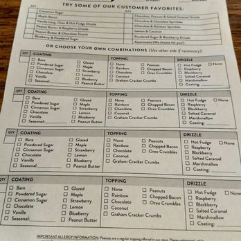 Duck Donuts - You can grab this to make your choices to speed up the line and make it easier on the counter person. - Coffee & Tea Near Me - Dublin, Ohio