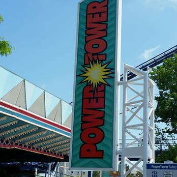 Power Tower - Sign marking the entry (posted at both red & blue sides) - Amusement Parks Near Me - Sandusky, Ohio
