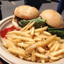 Black's Sliders - Delux, fried chicken, with herb+parmesan fries
