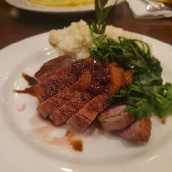 Cobalt Grille - Maple Leaf Duck Breast with Mashed Potatoes and Sauteed Spinach - New American Near Me - Virginia Beach, Virginia