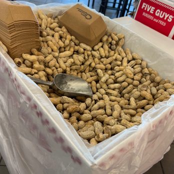 Five Guys - a bag of peanuts and a scoop - Burgers Near Me - Rio Grande, New Jersey Five Guys - a bag of peanuts and a scoop - Burgers Near Me - Rio Grande, New Jersey