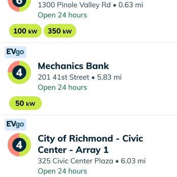 EVgo Fast Charging Station - The app helps navigate locations nearest to you as well as what each station offers regarding kW - extremely important - EV Charging Stations Near Me - Pinole, California