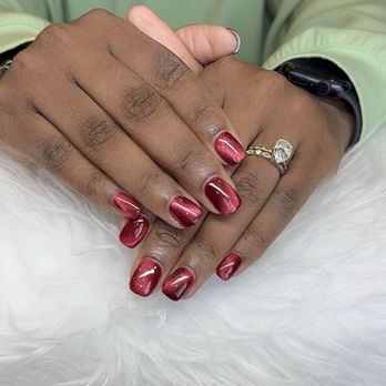 Culture ATX Salon - Red cat eye nails - Hair Salons Near Me - Austin, Texas