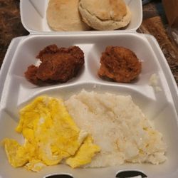 1 egg salmon breakfast with biscuits