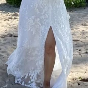 A+Alterations - Front of wedding dress, Simone added the straps, made the higher, length adjusted and waist adjusted - Sewing & Alterations Near Me - Rancho Cucamonga, California A+Alterations - Front of wedding dress, Simone added the straps, made the higher, length adjusted and waist adjusted - Sewing & Alterations Near Me - Rancho Cucamonga, California