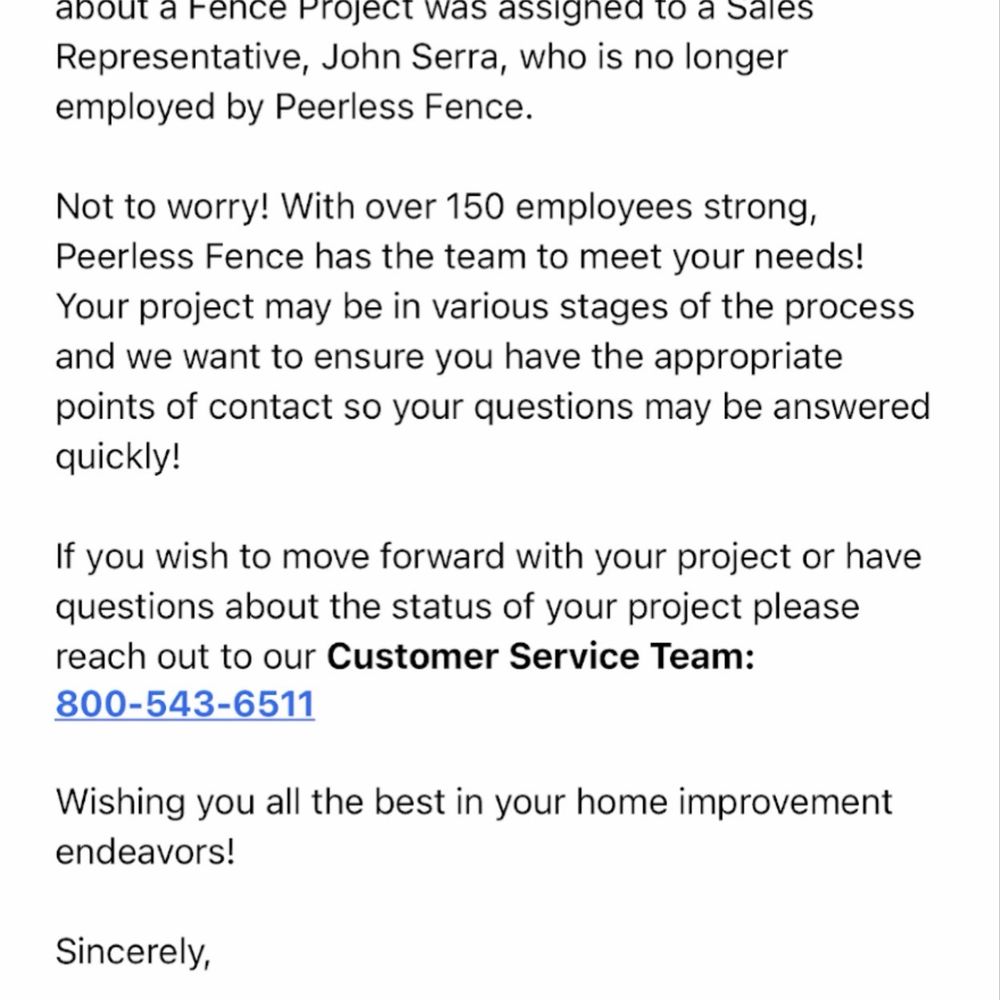 Peerless Fence - Salesman was fired - Fences & Gates Near Me - St. Charles, Illinois