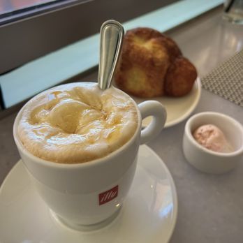 NM Café - Honey latte and fresh popover with strawberry butter. - New American Near Me - Las Vegas, Nevada