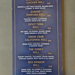 Honky Tonk National - Sushi menu