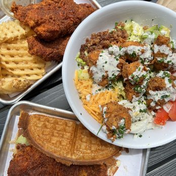 Bruxie - BUTTERMILK FRIED CHICKEN SALAD, 3 TENDERS & FRIES, & KICKIN' "NASHVILLE" HOT SANDWICH - Chicken Shop Near Me - El Segundo, California Bruxie - BUTTERMILK FRIED CHICKEN SALAD, 3 TENDERS & FRIES, & KICKIN' "NASHVILLE" HOT SANDWICH - Chicken Shop Near Me - El Segundo, California