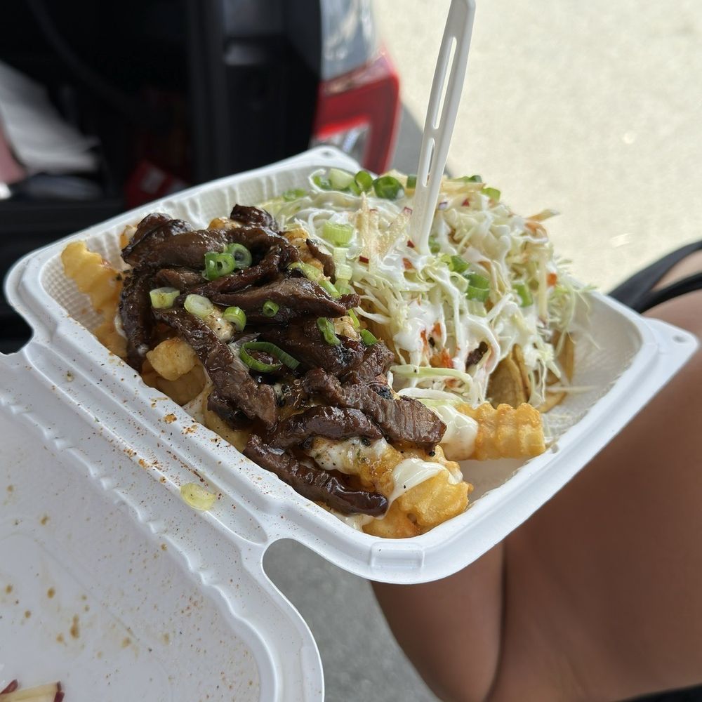 Flyin Ahi - Fish tacos added kalbi fries - Seafood Near Me - Kaneohe, Hawaii Flyin Ahi - Fish tacos added kalbi fries - Seafood Near Me - Kaneohe, Hawaii