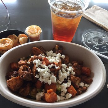 Bolay - Basmati Rice, Smokey Roast Cauliflower,  Cajun Spiced Sweet Potatoes, and Miso glazed Tofu topped with Goat Cheese - New American Near Me - Boca Raton, Florida