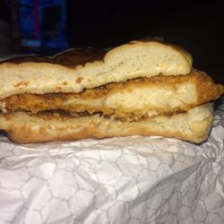 Wendy's - Almost half of this plain "large" chicken sandwich is nothing but the breading..