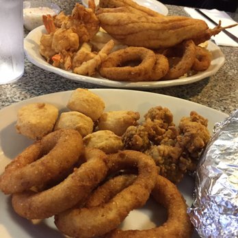 Mayflower XVI Seafood Restaurant - Large flounder & jumbo shrimp with fries and hush puppies. regular scallops & oysters with hush puppies & baked potato - Seafood Near Me - Durham, North Carolina Mayflower XVI Seafood Restaurant - Large flounder & jumbo shrimp with fries and hush puppies. regular scallops & oysters with hush puppies & baked potato - Seafood Near Me - Durham, North Carolina