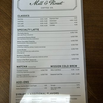 Mill & Roast Coffee Co - Menu - Coffee & Tea Near Me - Fall River, Massachusetts