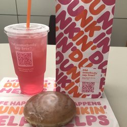 Dunkin' - Large Strawberry Dragonfruit Lemonade Refresher with a Coffee Roll