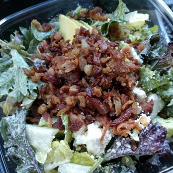 Salad and Go - Cobb salad my way...Four lettuce blend, cherry tomatoes, bacon, eggs, avocado, feta cheese, ranch dressing mixed in. - Salad Near Me - Gilbert, Arizona Salad and Go - Cobb salad my way...Four lettuce blend, cherry tomatoes, bacon, eggs, avocado, feta cheese, ranch dressing mixed in. - Salad Near Me - Gilbert, Arizona