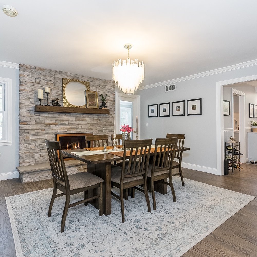 Gemini Design Group - Dining room with gas fire place - Countertop Installation Near Me - Chester, New Jersey Gemini Design Group - Dining room with gas fire place - Countertop Installation Near Me - Chester, New Jersey