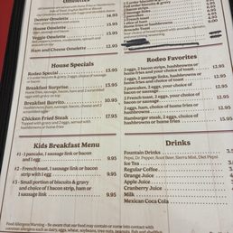 Breakfast menu