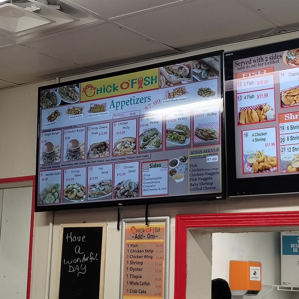 Chick O' Fish -  menu on the wall - Seafood Near Me - Tulsa, Oklahoma