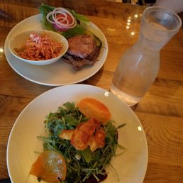 Bison burger and beet salad