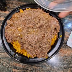 Gretel and Sons - Slow cooked beef chunk roast with yellow rice~ So good!