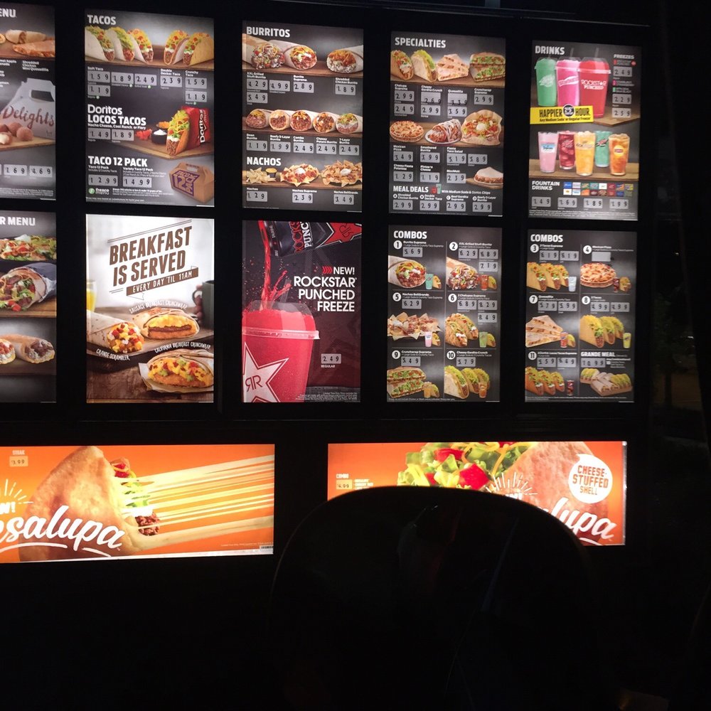 Drive through menu at night Drive through menu at night