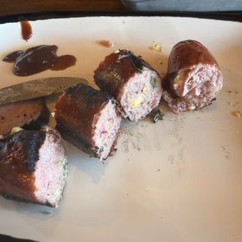 Sauced BBQ & Spirits - Orange - Jalapeño cheese sausage - Barbeque Near Me - Orange, California Sauced BBQ & Spirits - Orange - Jalapeño cheese sausage - Barbeque Near Me - Orange, California
