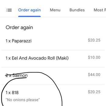 Sushi Dan - Proof that we requested a dish without onions. - Sushi Bars Near Me - Studio City, California