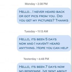 Door Doctor - Screen shot of my texts trying to get ahold of this company. You can see NO texts to me....